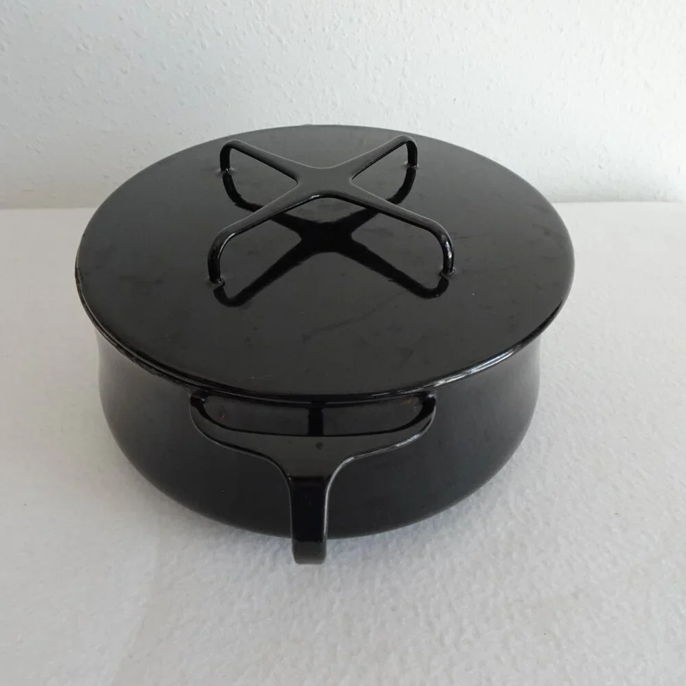 Black Dansk International 3 Quart Enamel Casserole Pot w/Lid Dutch Oven